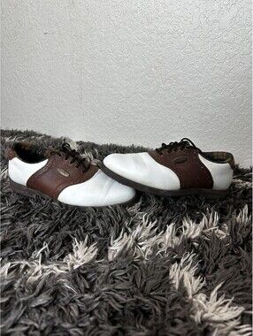 Vintage FootJoy Leather Saddle Golf Shoes Plaid Lined Brown White Men 7.5 M